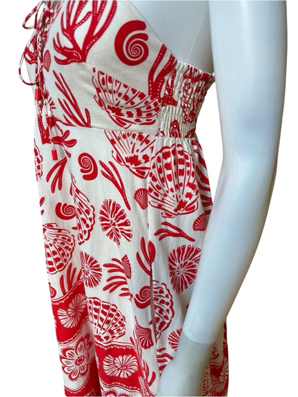 Calypso St. Barth Red and White Linen Blend Maxi Sundress, NWT, XS - Picture 6 of 16